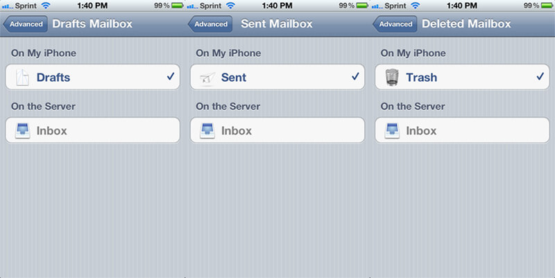 iPhone Mailbox Behaviors settings